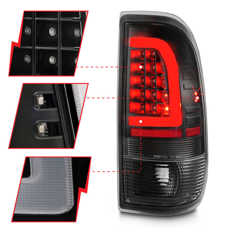 ANZO 1997-2003 Ford F-150 LED Tail Lights w/ Light Bar Black Housing Clear Lens ANZO Tail Lights AXOPROS
