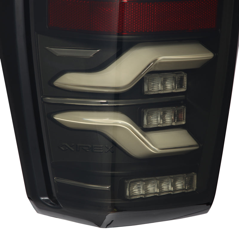 AlphaRex 16-21 Toyota Tacoma LUXX LED Taillights Blk w/Activ Light/Seq Signal AlphaRex Tail Lights  AXOPROS