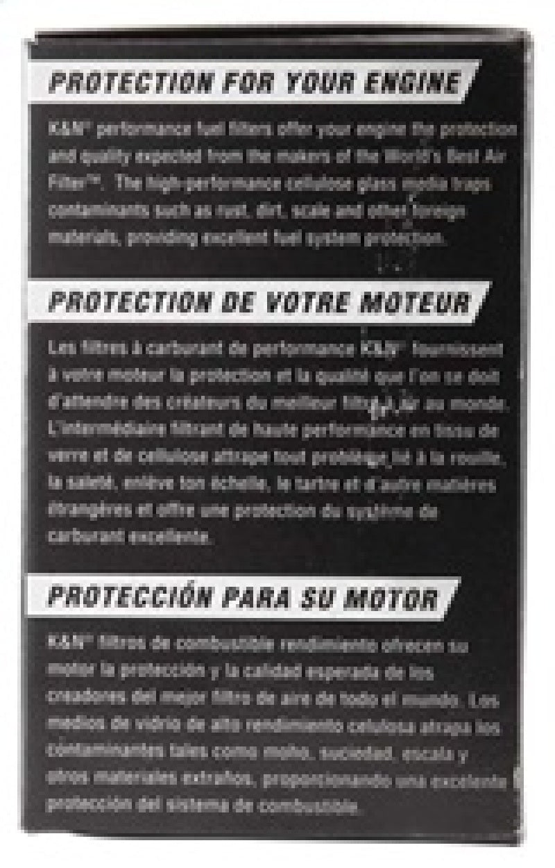 K&N Cellulose Media Fuel Filter 1.688in OD x 3.813in L K&N Engineering Fuel Filters  AXOPROS