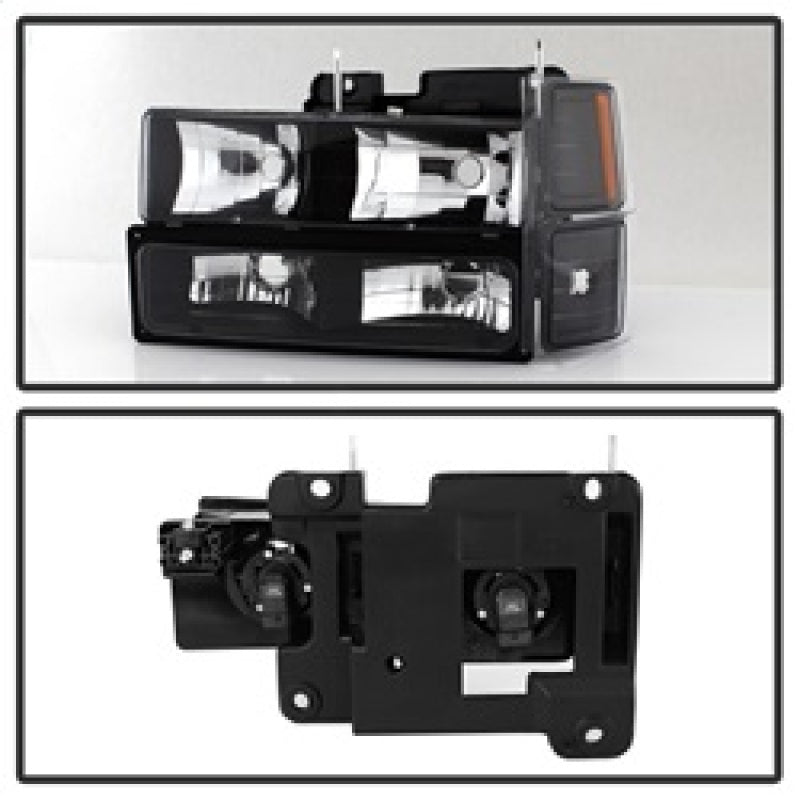 xTune Chevy Suburban 94-98 Headlights w/ Corner & Parking Lights 8pcs Black HD-JH-CCK88-AM-BK-SET SPYDER Headlights AXOPROS