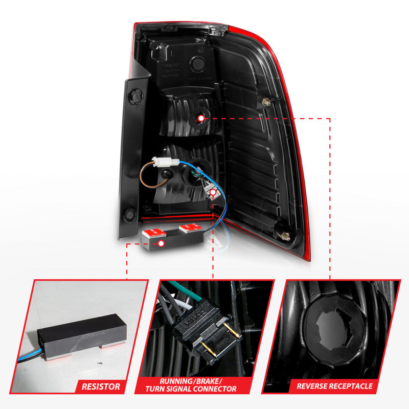 ANZO 07-17 For Expedition LED Taillights w/ Light Bar Chrome Housing Red/Clear Lens ANZO Tail Lights  AXOPROS