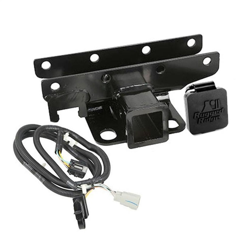 Rugged Ridge Receiver Hitch & Wiring Kit RR Logo 07-18 Jeep Wrangler JK Rugged Ridge Hitch Accessories AXOPROS