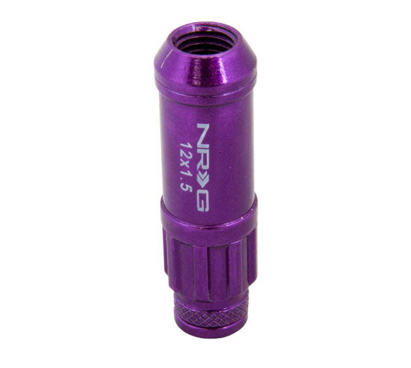 NRG 700 Series M12 X 1.5 Steel Lug Nut w/Dust Cap Cover Set 21 Pc w/Locks & Lock Socket - Purple NRG Lug Nuts AXOPROS