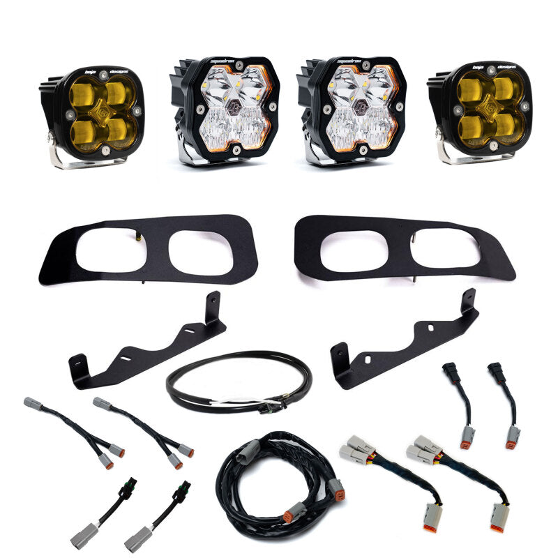 Baja Designs Baja Designs 2023+ Ford Super Duty Squadron Sport/SAE 2.0 Dual Fog Pocket Kit (SAE Fog) - Baja Amber Fog Lights aftermarket performance part