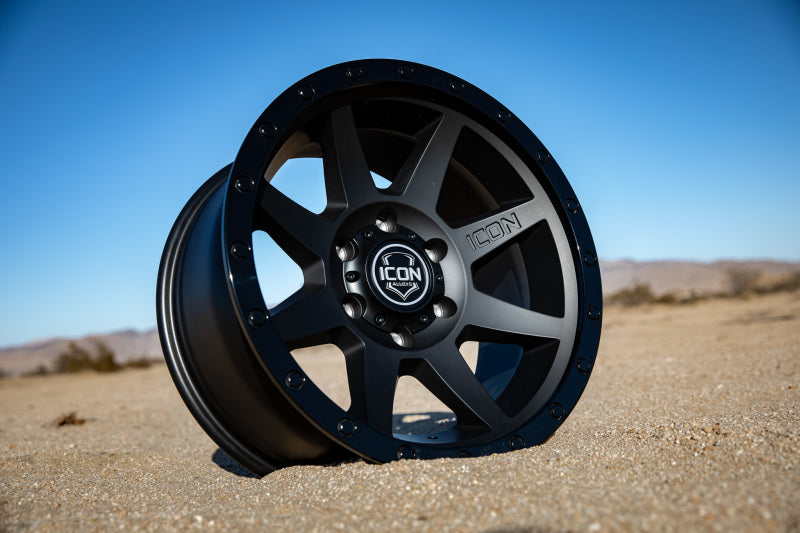 ICON Rebound 17x8.5 6x5.5 25mm Offset 5.75in BS 95.1mm Bore Double Black Wheel ICON Wheels - Cast AXOPROS