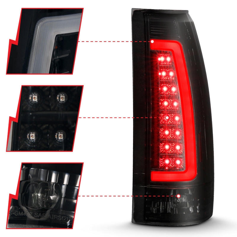 ANZO 1999-2000 Cadillac Escalade LED Taillights Black Housing Smoke Lens Pair ANZO Tail Lights  AXOPROS