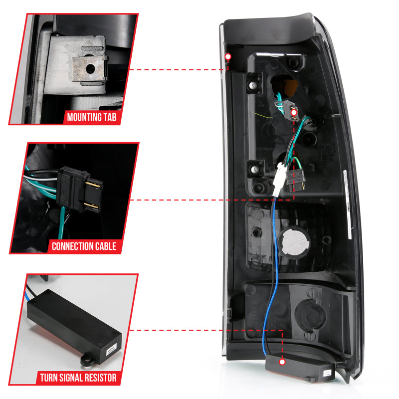 ANZO 1999-2000 Cadillac Escalade LED Taillights Black Housing Smoke Lens Pair ANZO Tail Lights  AXOPROS