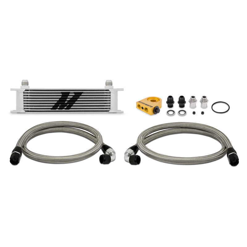 Mishimoto Universal Thermostatic 10 Row Oil Cooler Kit - Silver Mishimoto Oil Coolers AXOPROS