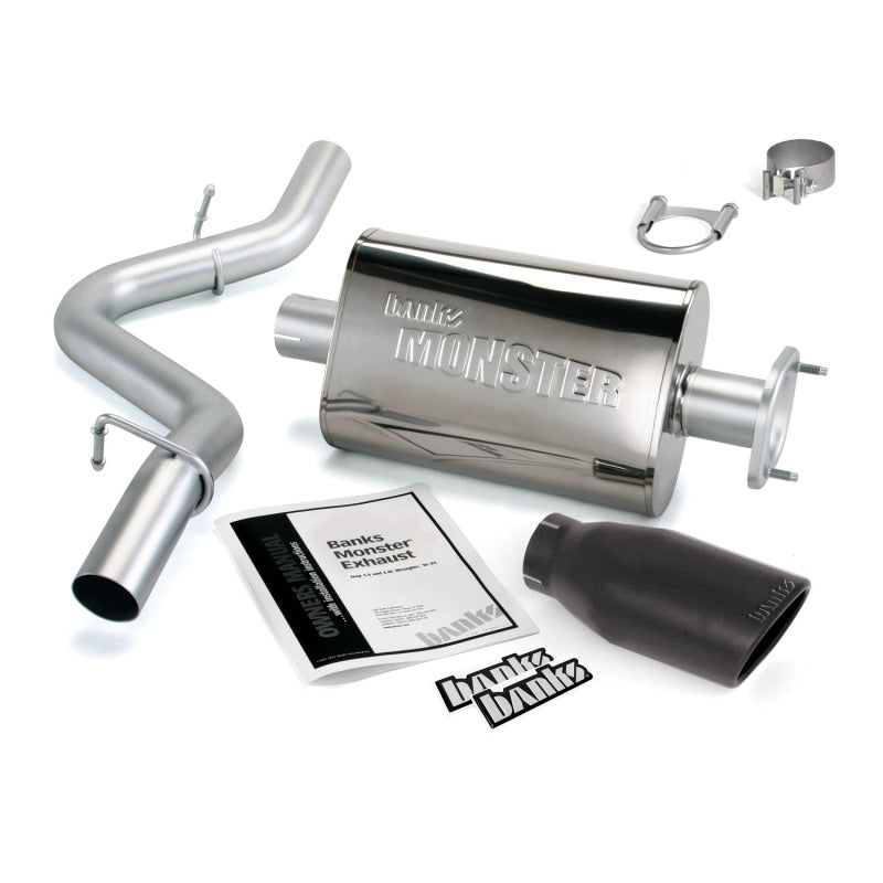 Banks Power 04-06 Jeep 4.0L Wrangler Monster Exhaust System - SS Single Exhaust w/ Black Tip Banks Power Catback AXOPROS
