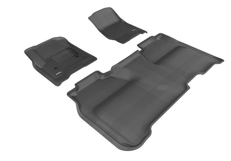 3D MAXpider 2014-2019 Chevrolet Silverado Crew Cab Kagu 1st & 2nd Row Floormats - Black 3D MAXpider