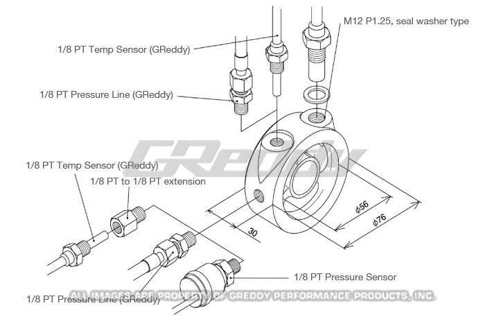GReddy Universal Oil Filter Block Adapter GReddy Oil Filter Blocks AXOPROS