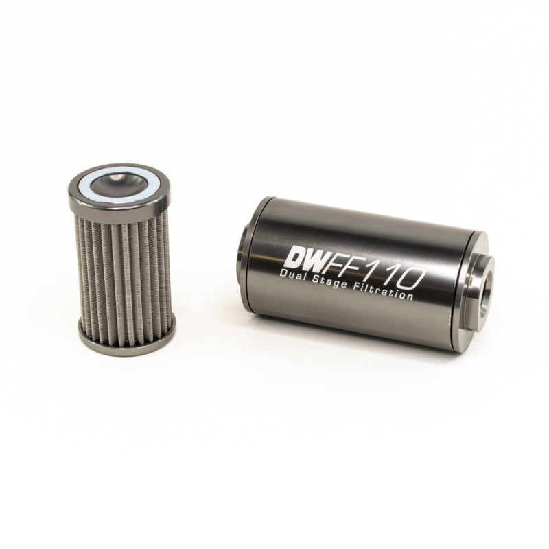 DeatschWerks Stainless Steel 10AN 100 Micron Universal Inline Fuel Filter Housing Kit (110mm) DeatschWerks Fuel Filters  AXOPROS