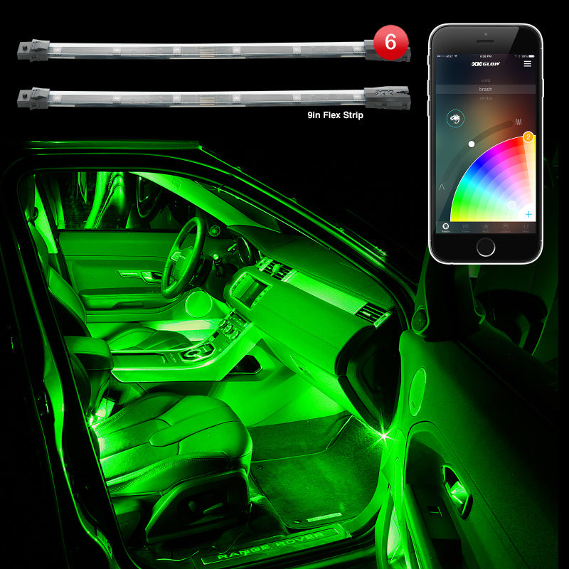 XK Glow Flex Strip Million Color XCHROME Smartphone App Controlled Undercar Kit 6x10In XKGLOW Light Accessories and Wiring AXOPROS