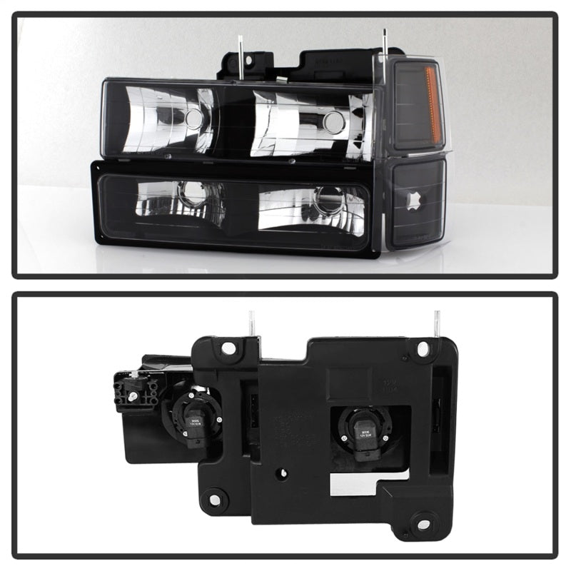 xTune Chevy Suburban 94-98 Headlights w/ Corner & Parking Lights 8pcs Black HD-JH-CCK88-AM-BK-SET SPYDER Headlights AXOPROS