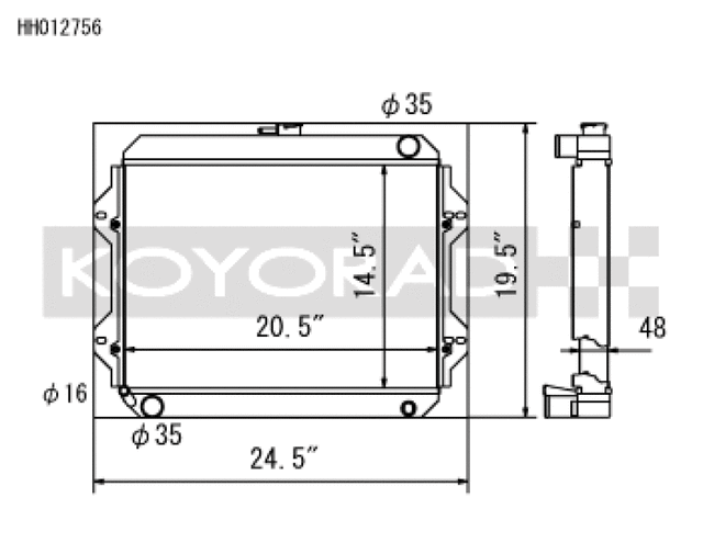 Koyo 76-77 Toyota Celica 2.2L I4 (MT) Radiator Koyo Radiators  AXOPROS