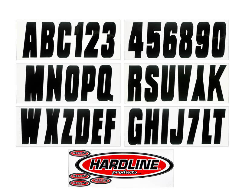 Hardline Boat Lettering Registration Kit 3 in. - 350 Black Solid Hardline Stickers/Decals/Banners AXOPROS