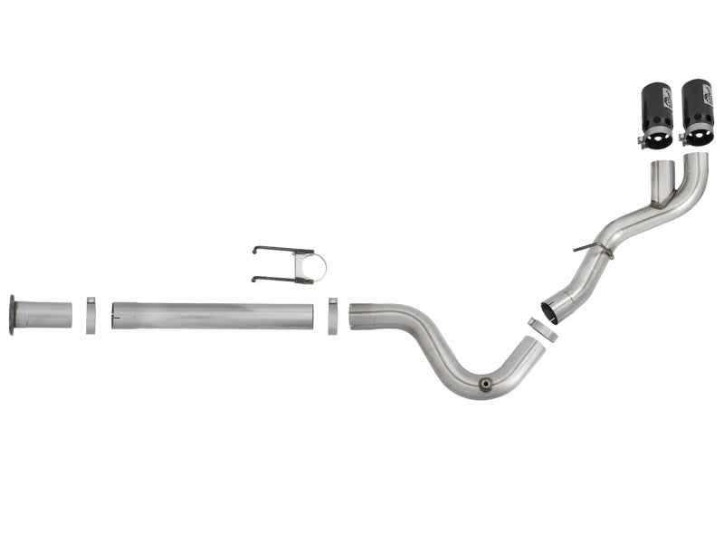 aFe Rebel XD 4in SS DPF-Back Exhaust 17-18 Ford Diesel Trucks V8-6.7L (td) w/ Dual Black Tips aFe DPF Back AXOPROS