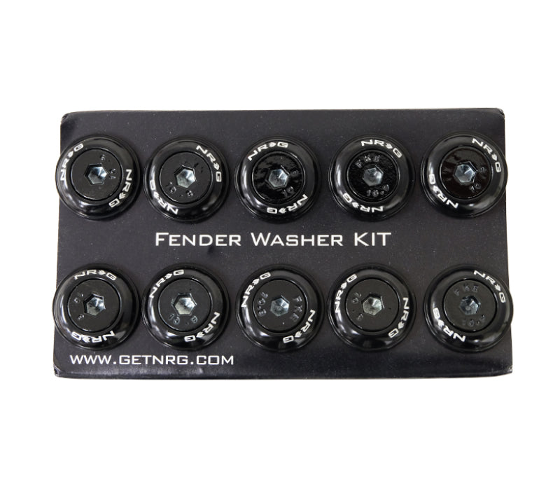 NRG NRG Fender Washer Kit w/Color Matched M6 Bolt Rivets For Plastic (Black) - Set of 10 Hardware Kits - Other aftermarket performance part