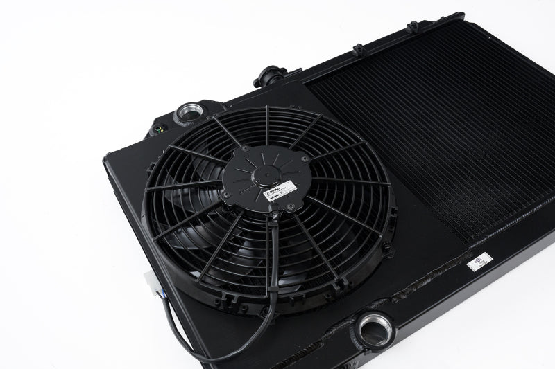 CSF 96-07 Mitsubishi Evo 4/5/6/7/8/9 Full-Slim Radiator w/12in Fan & Shroud/-16AN - Black CSF Radiators  AXOPROS