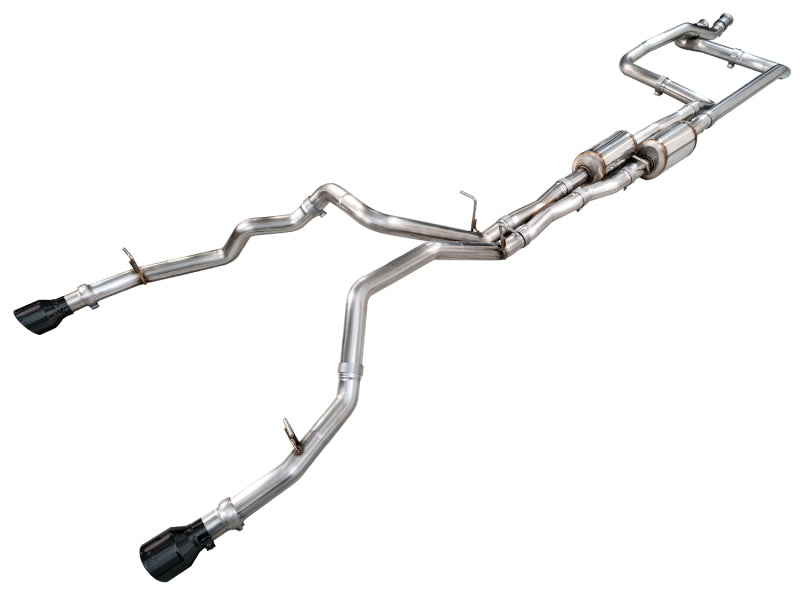 AWE Tuning AWE Tuning 2025+ RAM 1500 RHO 3.0 I6 TT 0FG Dual Rear Exit Cat-Back Exhaust - Diamond Black Tips Catback aftermarket performance part