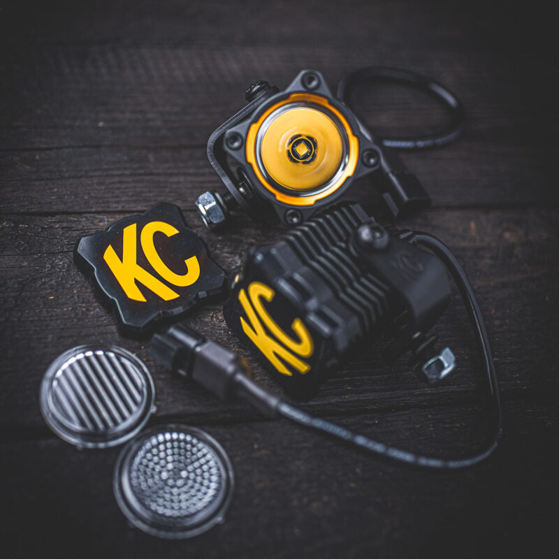 KC HiLiTES FLEX ERA 1 Single Light Cover ONLY (Black/Yellow KC Logo) KC HiLiTES Light Accessories and Wiring AXOPROS