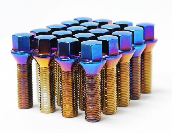 Wheel Mate Mevius Lug Bolt Set of 20 - Chrome Neon 14x1.50 27mm Cone 60 DEG TAP Wheel Mate Lug Nuts AXOPROS