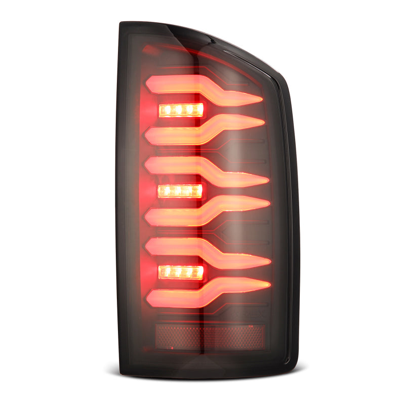 AlphaRex 07-08 Dodge Ram 1500/07-09 Dodge Ram 2500+3500 Luxx-Series LED Tail Lights (Pair) Black AlphaRex Tail Lights AXOPROS
