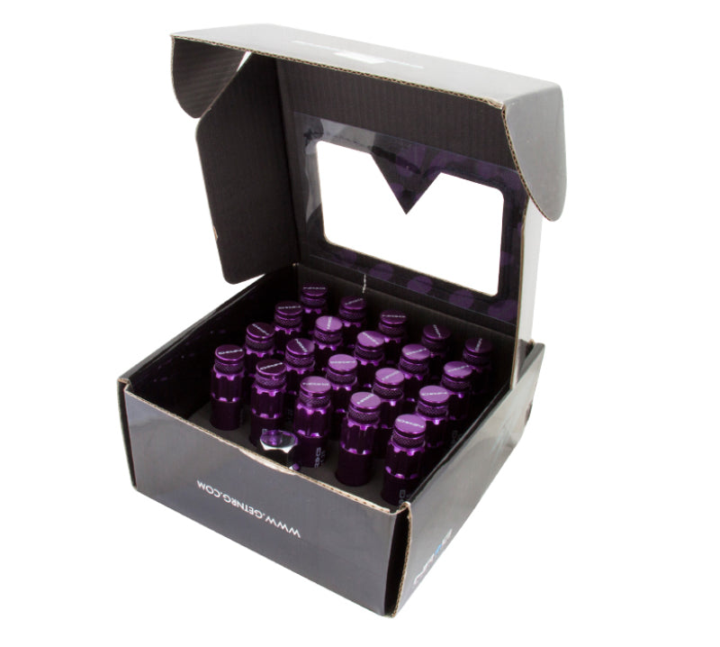 NRG 700 Series M12 X 1.5 Steel Lug Nut w/Dust Cap Cover Set 21 Pc w/Locks & Lock Socket - Purple NRG Lug Nuts AXOPROS