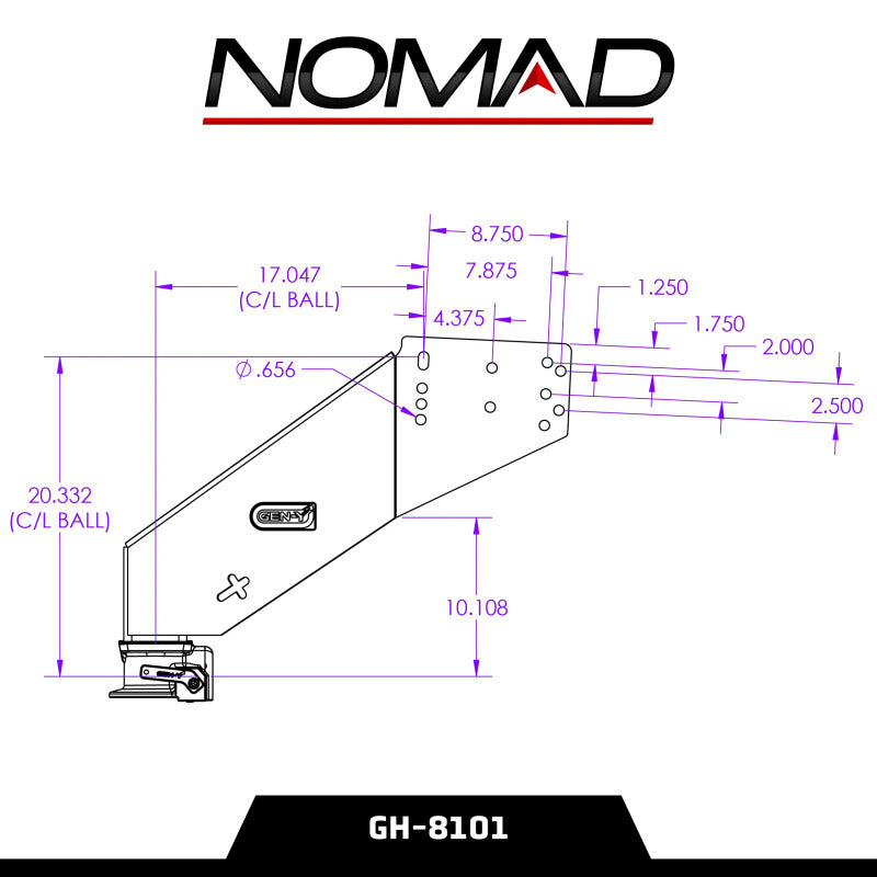 GEN-Y Hitch Gen-Y Nomad Static 5th Wheel to Gooseneck - 6.5K TW 30K Tow - Texture Black (1116/1621/1716 Frames) Hitch Accessories aftermarket performance part