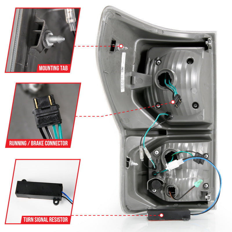 ANZO ANZO 2007-2013 Toyota Tundra LED Taillights Plank Style Black w/Clear Lens Tail Lights aftermarket performance part