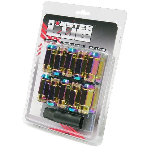 Wheel Mate Monster Open End Lug Nut Set of 20 - Chrome Neon 14x1.50 Wheel Mate Lug Nuts AXOPROS