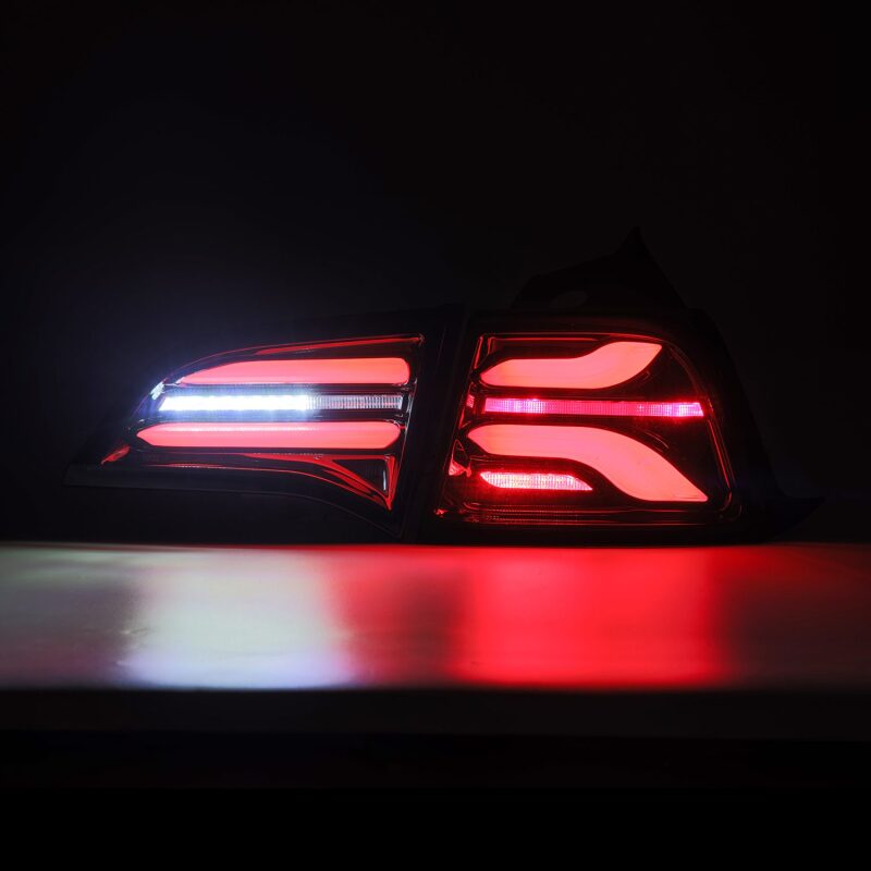 AlphaRex 17-22 Tesla Model 3 PRO-Series LED Tail Lights Jet Black w/Seq Sig AlphaRex Tail Lights  AXOPROS