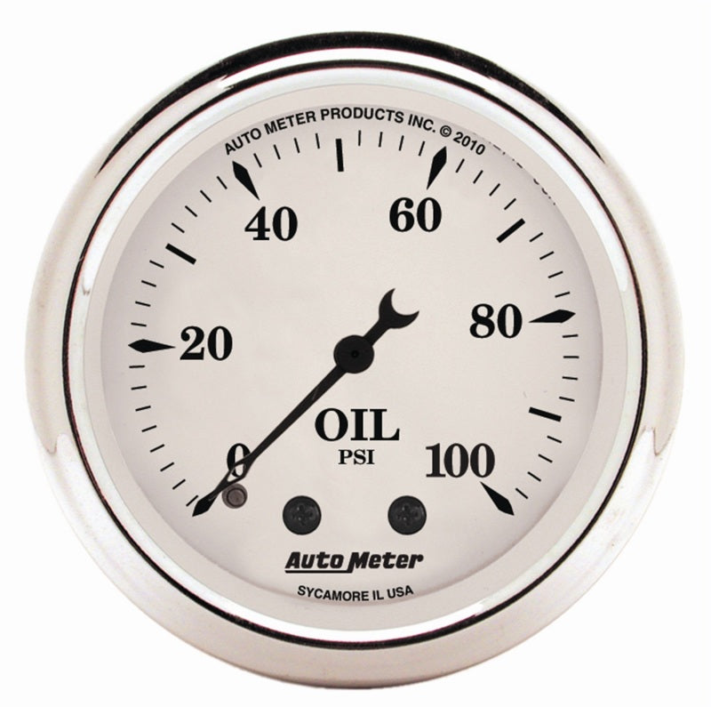 AutoMeter Gauge Oil Press 2-1/16in. 100PSI Mech Old Tyme White AutoMeter Gauges AXOPROS