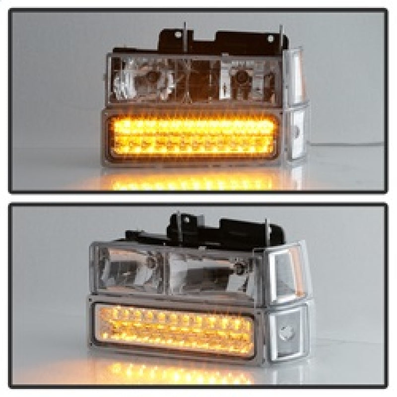 xTune 92-94 Blazer Full Size Corner/LED Bumper Headlights Chrome HD-JH-CCK88-LED-AM-C-SET SPYDER Headlights AXOPROS