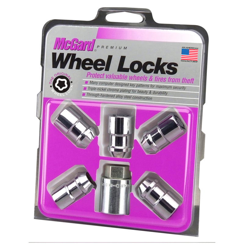 McGard Wheel Lock Nut Set - 5pk. (Cone Seat) M12X1.5 / 3/4 Hex / 1.46in. Length - Chrome McGard Lug Nuts AXOPROS
