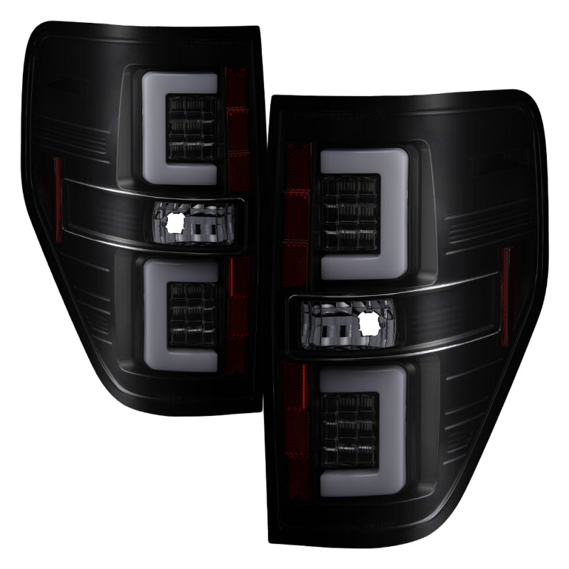 Spyder 09-14 Ford F150 V2 Light Bar LED Tail Lights - Blk Smoke (ALT-YD-FF15009V2-LBLED-BSM) SPYDER Tail Lights  AXOPROS
