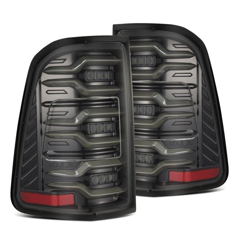 AlphaRex 19-21 Dodge Ram 1500 Luxx-Series LED Tail Lights Alpha-Black w/Activ Light/Seq Signal AlphaRex Tail Lights  AXOPROS