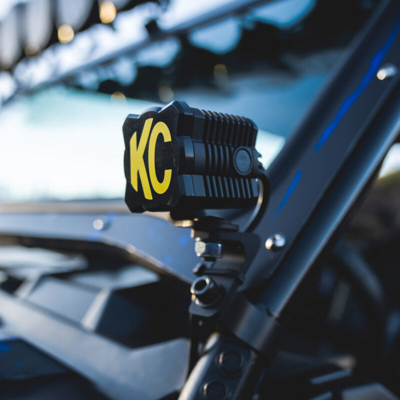KC HiLiTES FLEX ERA 1 Single Light Cover ONLY (Black/Yellow KC Logo) KC HiLiTES Light Accessories and Wiring AXOPROS