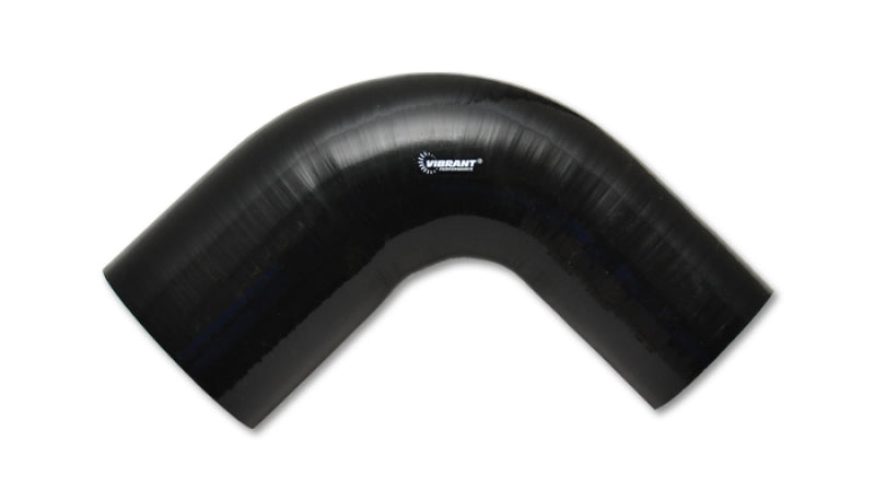 Vibrant 2.25in ID x 3in ID x 4in Long Gloss Black Silicone 90 Degree Transition Elbow Vibrant Silicone Couplers & Hoses AXOPROS