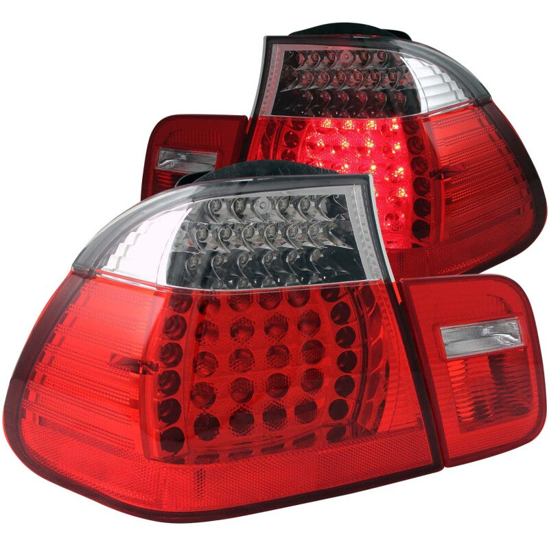 ANZO 2002-2005 BMW 3 Series E46 LED Taillights Red/Clear ANZO Tail Lights AXOPROS