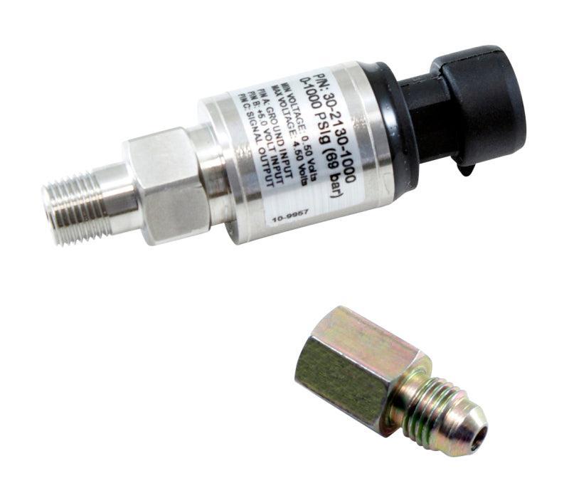 AEM 1000 PSIg Stainless Sensor Kit - 1/8in NPT Male Thread to -4 Adapter AEM