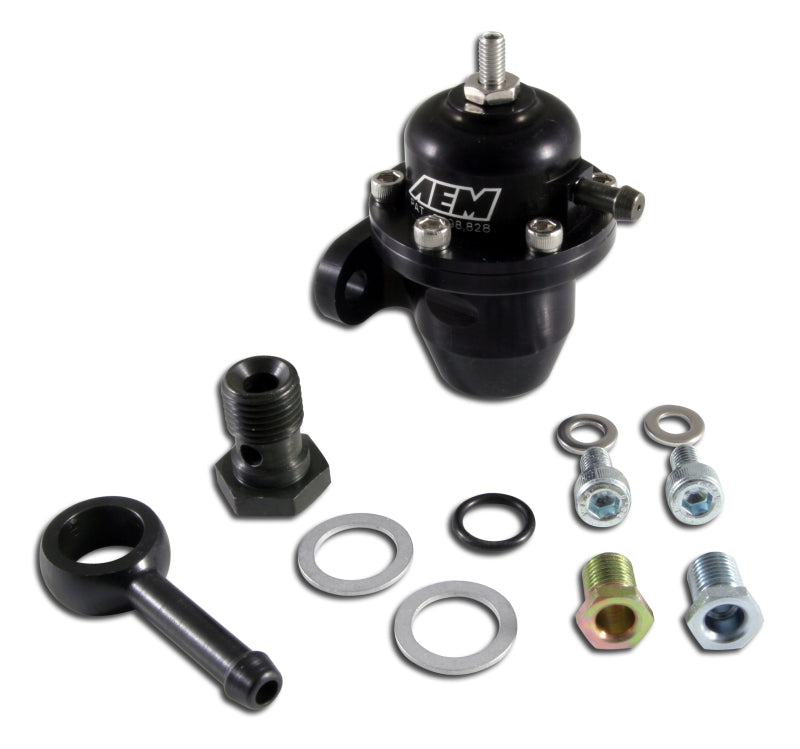 AEM 86-93 Acura / 95-98 TL / 88-91 Civic/CRX / 92-01 Prelude Black Adjustable Fuel Pressure Regulato AEM Fuel Pressure Regulators AXOPROS