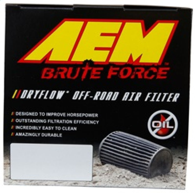 AEM Brute Force Dryflow Air Filter - Conical 6in Base OD / 5.125in Top OD / 5.25in Height AEM Induction Air Filters - Universal Fit  AXOPROS