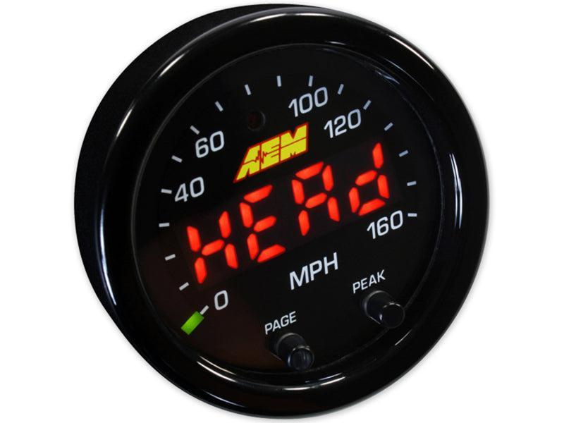 AEM X-Series 0-160 MPH Black Bezel w/ Black Face GPS Speedometer Gauge AEM