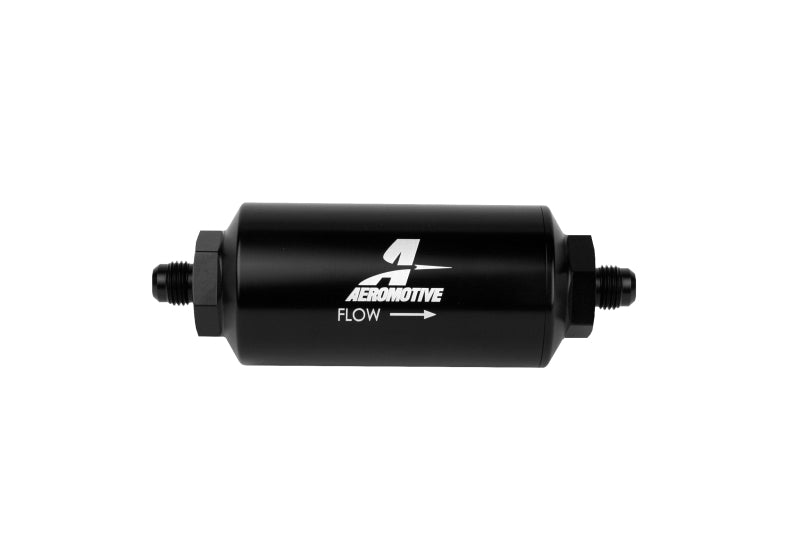Aeromotive In-Line Filter - (AN-6 Male) 10 Micron Microglass Element Bright Dip Black Finish Aeromotive Fuel Filters AXOPROS