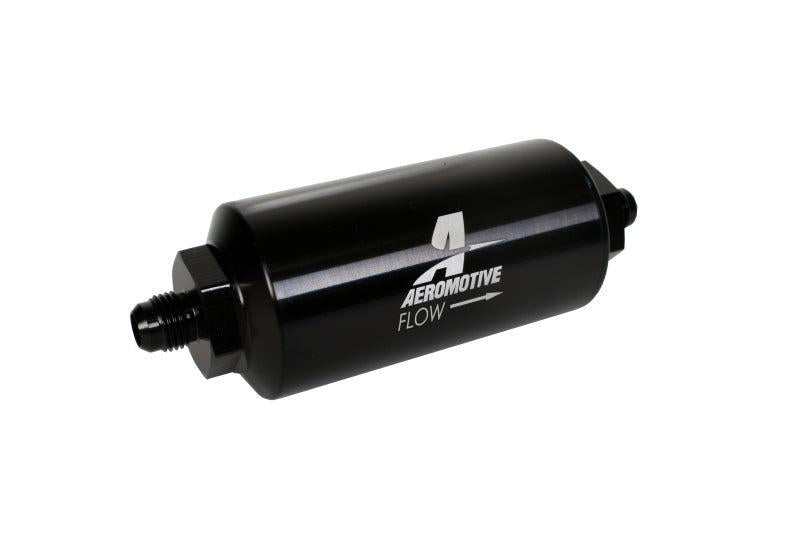 Aeromotive In-Line Filter - (AN-6 Male) 10 Micron Microglass Element Bright Dip Black Finish Aeromotive Fuel Filters AXOPROS