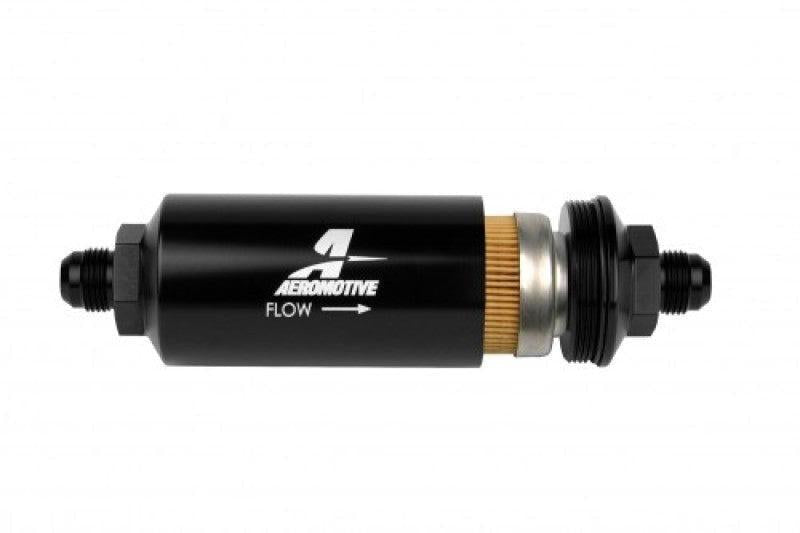 Aeromotive In-Line Filter - (AN -8 Male) 10 Micron Fabric Element Bright Dip Black Finish Aeromotive Fuel Filters AXOPROS