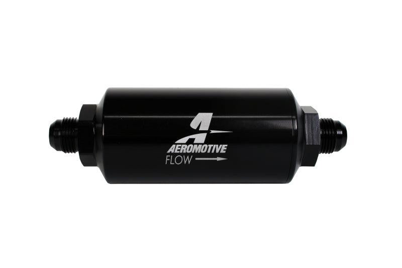 Aeromotive In-Line Filter - (AN -8 Male) 40 Micron Stainless Mesh Element Bright Dip Black Finish Aeromotive Fuel Filters AXOPROS