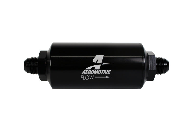 Aeromotive In-Line Filter - (AN -8 Male) 40 Micron Stainless Mesh Element Bright Dip Black Finish Aeromotive Fuel Filters  AXOPROS