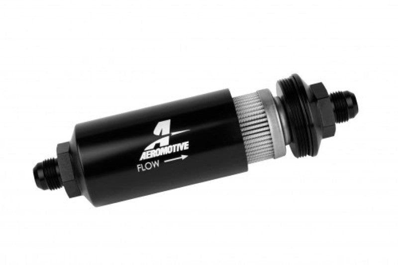 Aeromotive In-Line Filter - (AN -8 Male) 40 Micron Stainless Mesh Element Bright Dip Black Finish Aeromotive Fuel Filters  AXOPROS